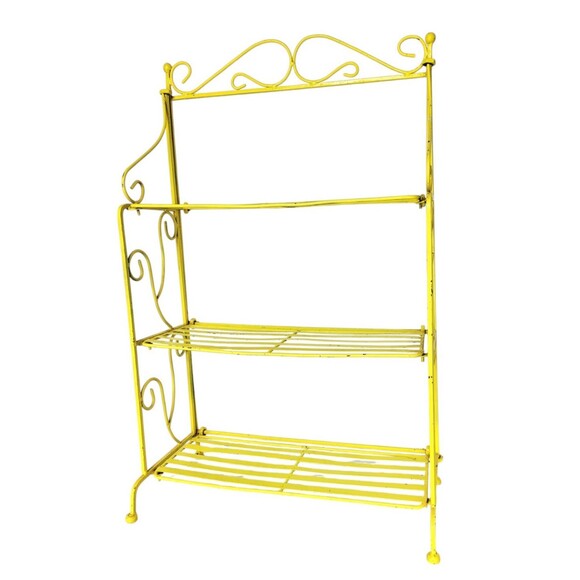 VTG 30s 40s Scroll Wrought Iron Three Shelf Patio Folding Bookcase Plant Stand - Picture 13 of 13